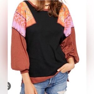 We the Free Dolman Sleeve Patched Top in EUC